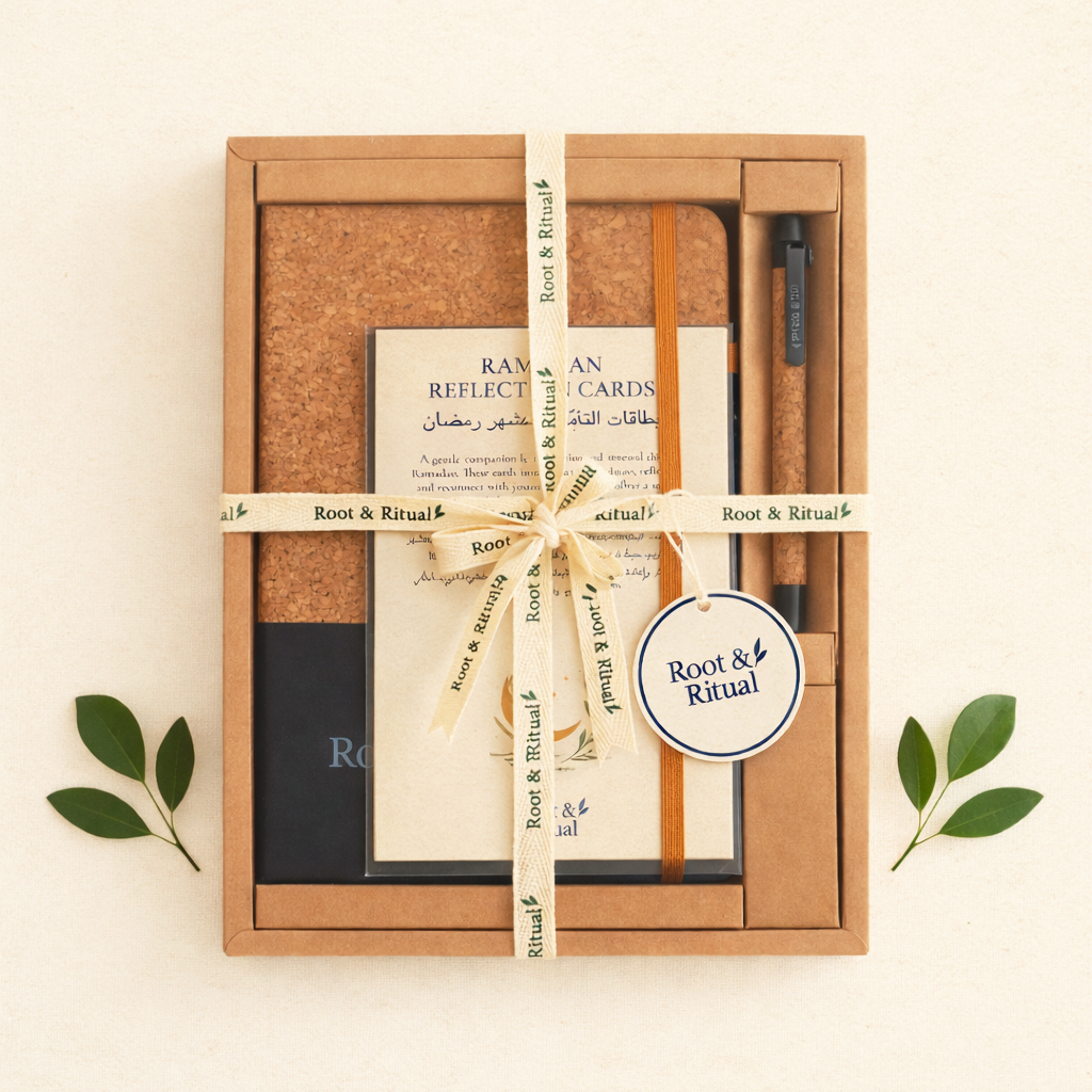 Day & Night Bilingual Ramadan Reflection Journal Kit Bundle : باقة مجموعة دفتر تأملات رمضانية الليل والنهار (بيج وأسود)