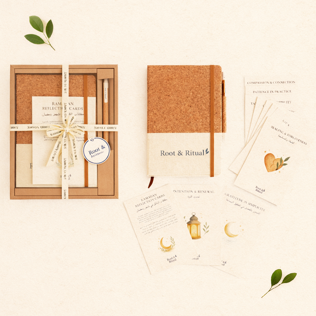 Bilingual Ramadan Reflection Journal Kit Bundle (Beige) : باقة مجموعة دفتر تأملات رمضانية (بيج)